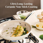 Nonstick Ceramic Frying Pan Set — 8", 9.5" & 11" (Beige White)