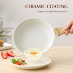 Nonstick Ceramic Frying Pan with Lid — 8"/9.5"/10"/11"/12.5" Omelet & Chef's Pan