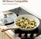 Nonstick Ceramic Frying Pan with Lid — 8"/9.5"/10"/11"/12.5" Omelet & Chef's Pan