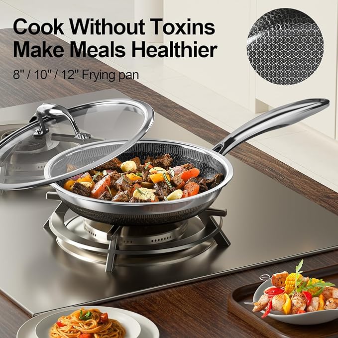 10" Tri-Ply Stainless Steel Skillet with Tempered Glass Lid