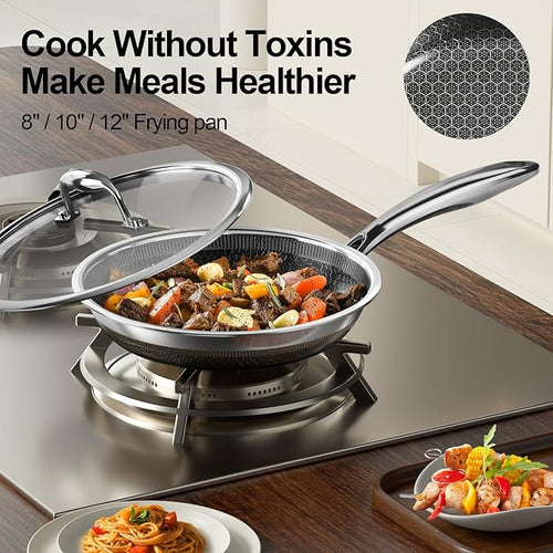 10" Tri-Ply Stainless Steel Skillet with Tempered Glass Lid