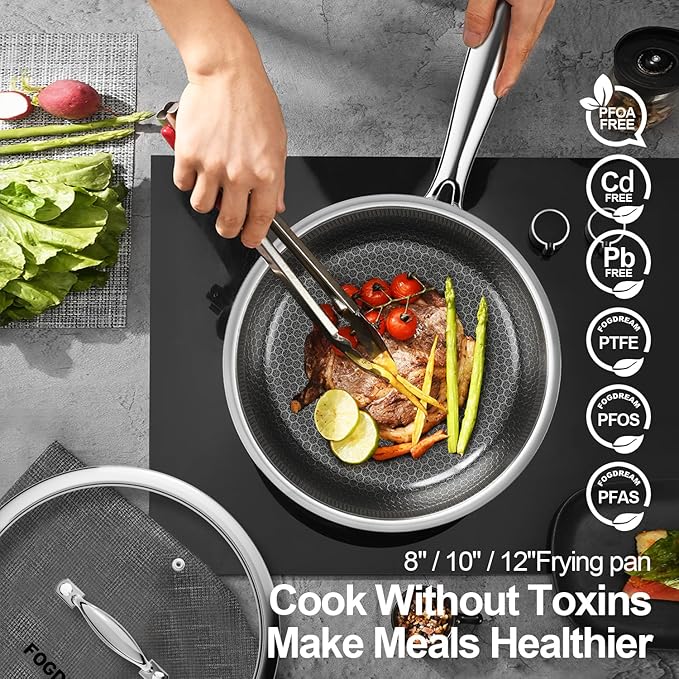 10" Tri-Ply Stainless Steel Skillet with Tempered Glass Lid