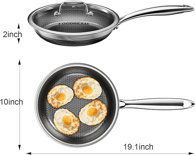 10" Tri-Ply Stainless Steel Skillet with Tempered Glass Lid