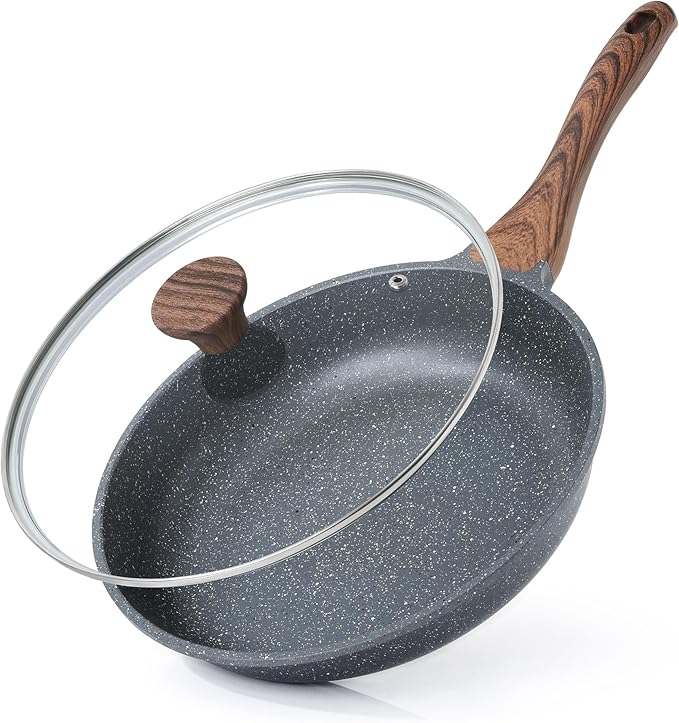 11" Nonstick Frying Pan with Glass Lid — PFOA-Free Omelet & Chef's Skillet