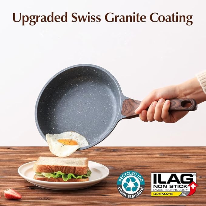 11" Nonstick Frying Pan with Glass Lid — PFOA-Free Omelet & Chef's Skillet