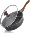 Deep Nonstick Stone Skillet with Lid — 10"/11"/12" Sauté Pan, Induction Compatible