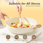 12" Ceramic Nonstick Deep Frying Pan with Lid — 5 Qt Sauté Pan, PFAS PTFE PFOA Free