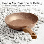 3-Piece Granite Nonstick Cookware Set with Lids — Induction Safe, PFOA Free Skillets