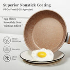 3-Piece Granite Nonstick Cookware Set with Lids — Induction Safe, PFOA Free Skillets