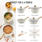 13-Piece Ceramic Nonstick Cookware Set — PFAS Free Pots & Pans with Silicone Tools