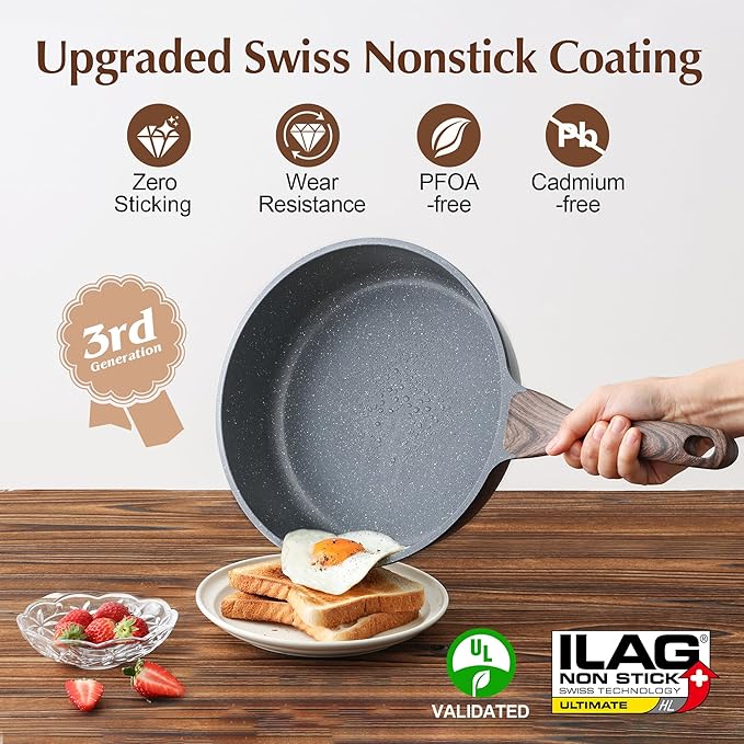 13-Piece Swiss Granite Nonstick Cookware Set — PFOA Free Pots & Pans with Stay-Cool Handles