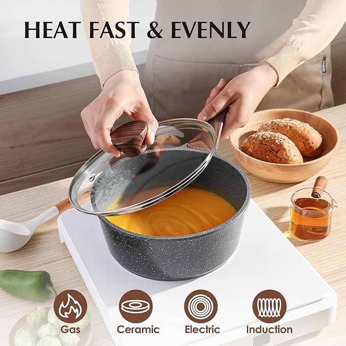 13-Piece Swiss Granite Nonstick Cookware Set — PFOA Free Pots & Pans with Stay-Cool Handles