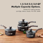 Nonstick Saucepan Set with Lids — 1.5 Qt & 2.5 Qt with Pour Spout, PFOA Free