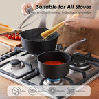 Nonstick Saucepan Set with Lids — 1.5 Qt & 2.5 Qt with Pour Spout, PFOA Free