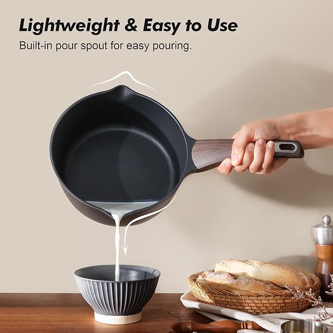 Nonstick Saucepan Set with Lids — 1.5 Qt & 2.5 Qt with Pour Spout, PFOA Free