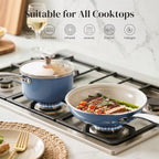 2-Piece Ceramic Cookware Set — 8" Frying Pan & 2.5 Qt Saucepan with Lids, PTFE & PFOA Free, Blue