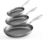 3-Piece Stainless Steel Nonstick Frying Pan Set — 8", 10" & 12", Induction & Oven Safe