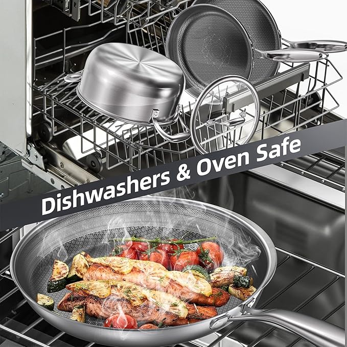 3-Piece Stainless Steel Nonstick Frying Pan Set — 8", 10" & 12", Induction & Oven Safe