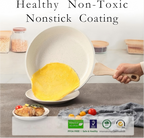 Ceramic Nonstick Frying Pan Set with Lids — PTFE & PFOA Free, All Stovetops, White
