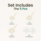 5-Piece Ceramic Nonstick Frying Pan Set — Cream White with Light Gold Stainless Steel Handles, Oven & Dishwasher Safe