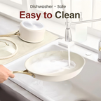 5-Piece Ceramic Nonstick Frying Pan Set — Cream White with Light Gold Stainless Steel Handles, Oven & Dishwasher Safe