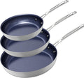 3-Piece Forged Fry Pan Set — 8", 10" & 12" Duralon Blue Ceramic Nonstick, Black, Induction Ready