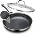 12" Hybrid Nonstick Stainless Steel Frying Pan with Lid — Improved Nonstick Skillet