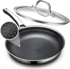 12" Hybrid Nonstick Stainless Steel Frying Pan with Lid — Improved Nonstick Skillet