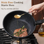 15-Piece Nonstick Cookware Set with Detachable Handles — Stackable, Induction & Oven Safe, Black
